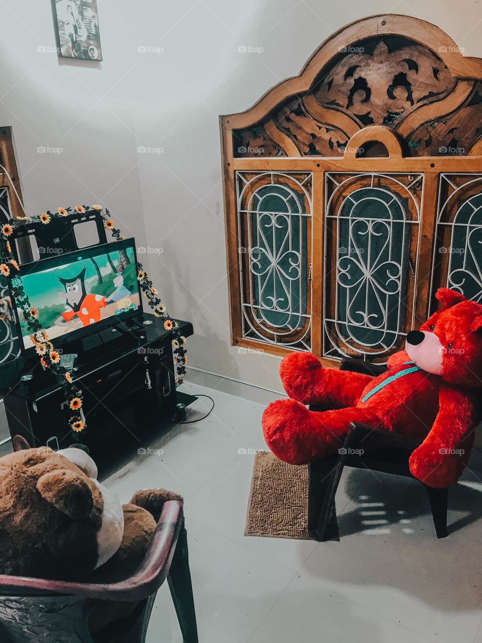 Teddy watching tv awesome capture 