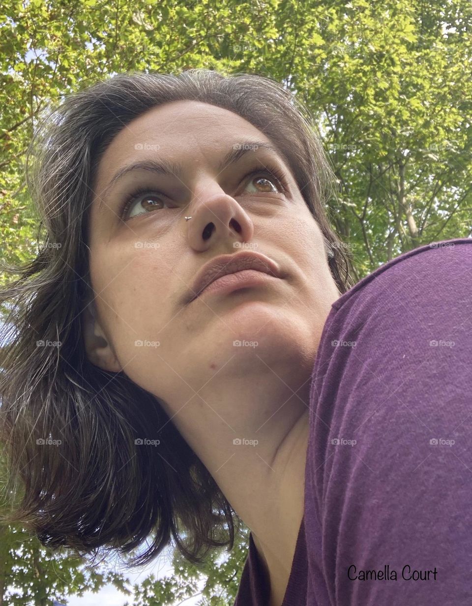 Self portrait on a sunny day in my backyard