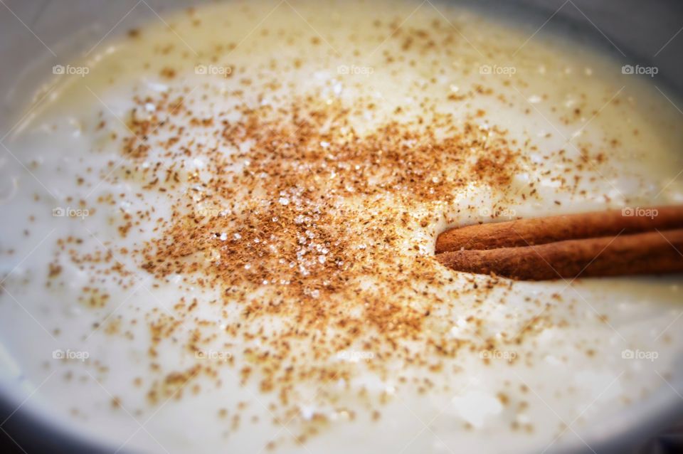 Rice pudding with cinnamon