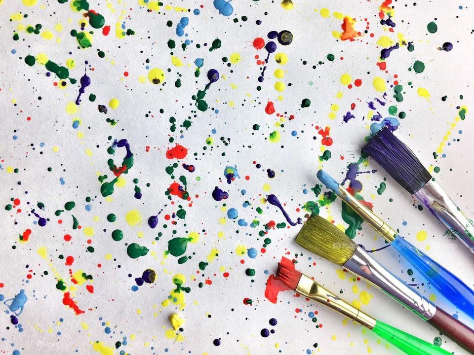 Colorful white background with paint brush