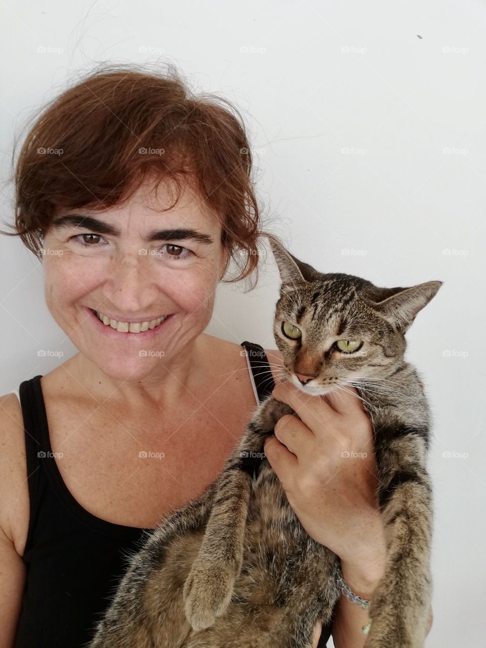 Woman and cat portrait 