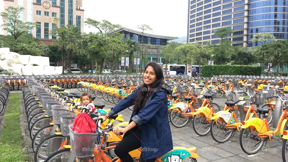 Riding bikes in Taipei 