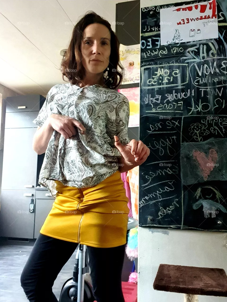 woman looks into the camera