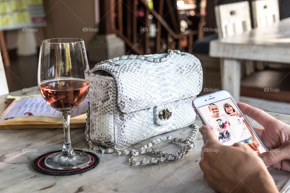 White python bag on the table