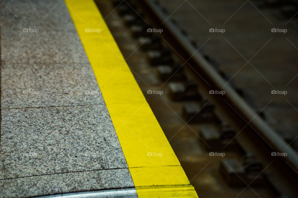 Yellow safety Line Train Station