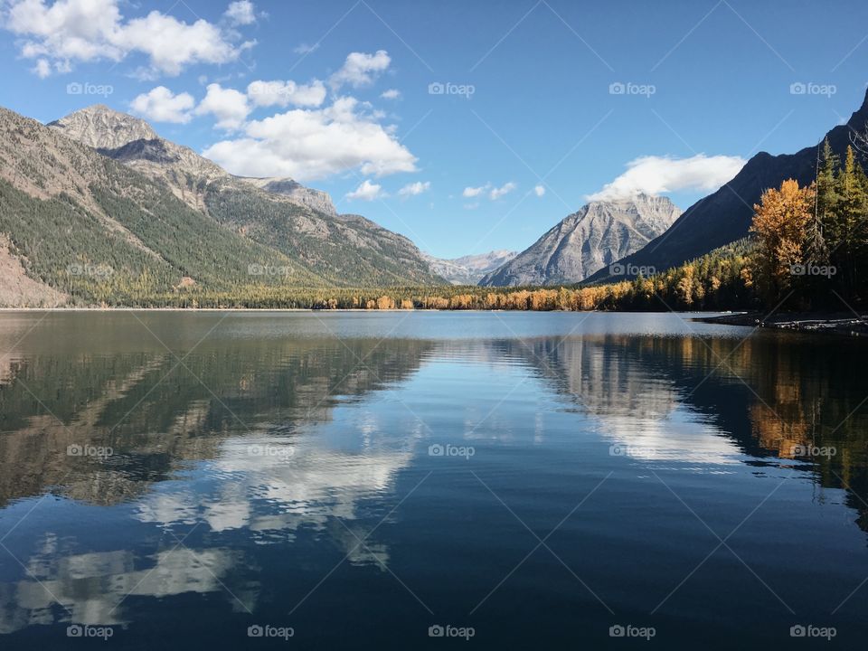Clouds reflected in mcdonald lake