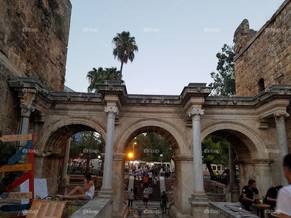 Hadrian gate in old town antalya turkey