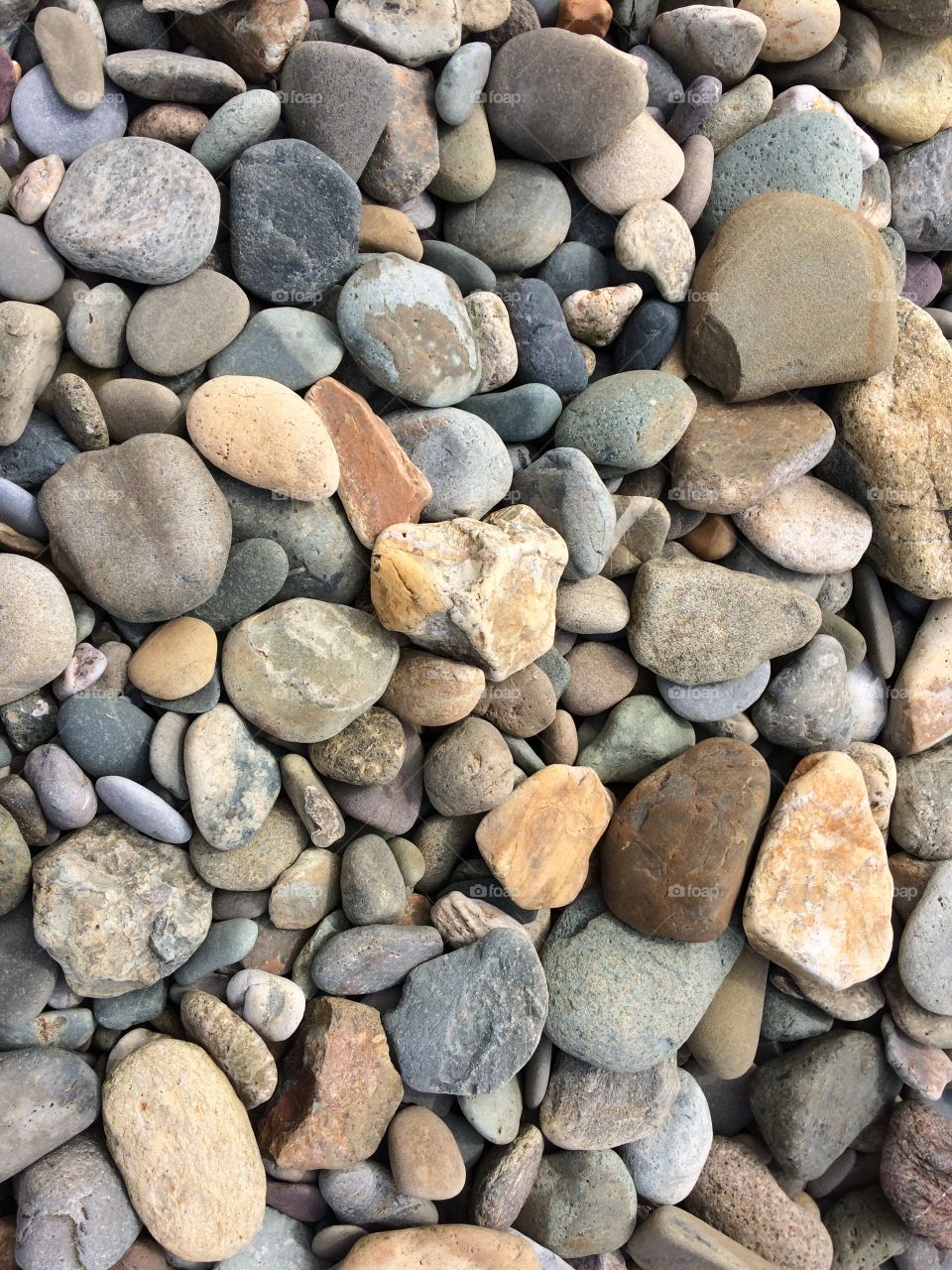 Beach-rolled stones and pebbles