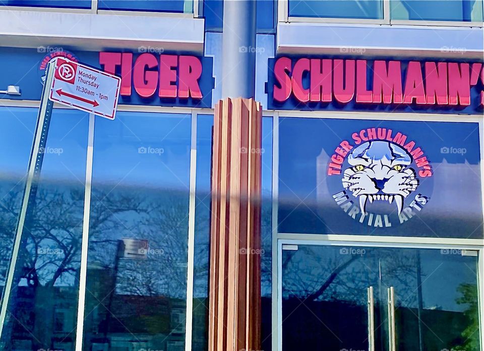 “TIGER SCHULMAN’s” is a martial arts school or “Dojo” in Japanese we just drove by this morning in Greenpoint, Bklyn. I find the circular company’s logo featuring a stylised version of the tiger’s face especially appealing. 2022. Hypnotic Productions