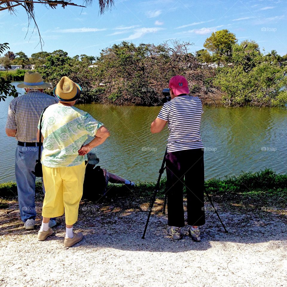 Family enjoying a day of birdwatching.