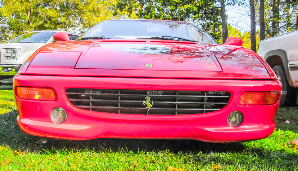 red Ferrari car from front