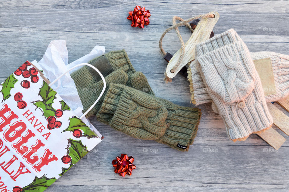 Two pairs of mittens as a holiday gift