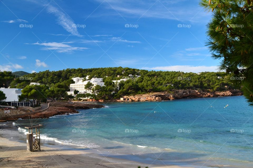 View of Portinatx beach in Ibiza, Spain