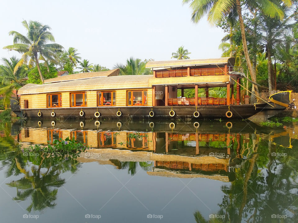 Houseboat reflection Kerala