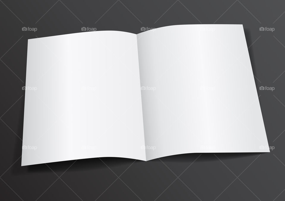 Open blank white brochure for mockup