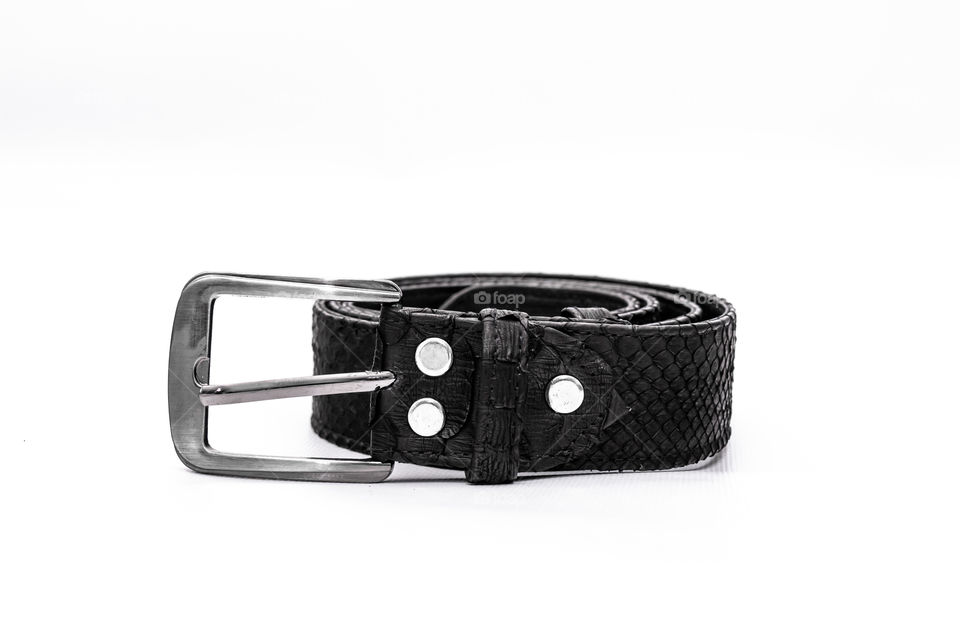Handmade python leather belt.