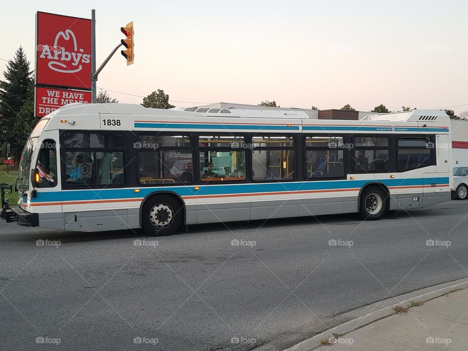 Early evening Kingston city bus