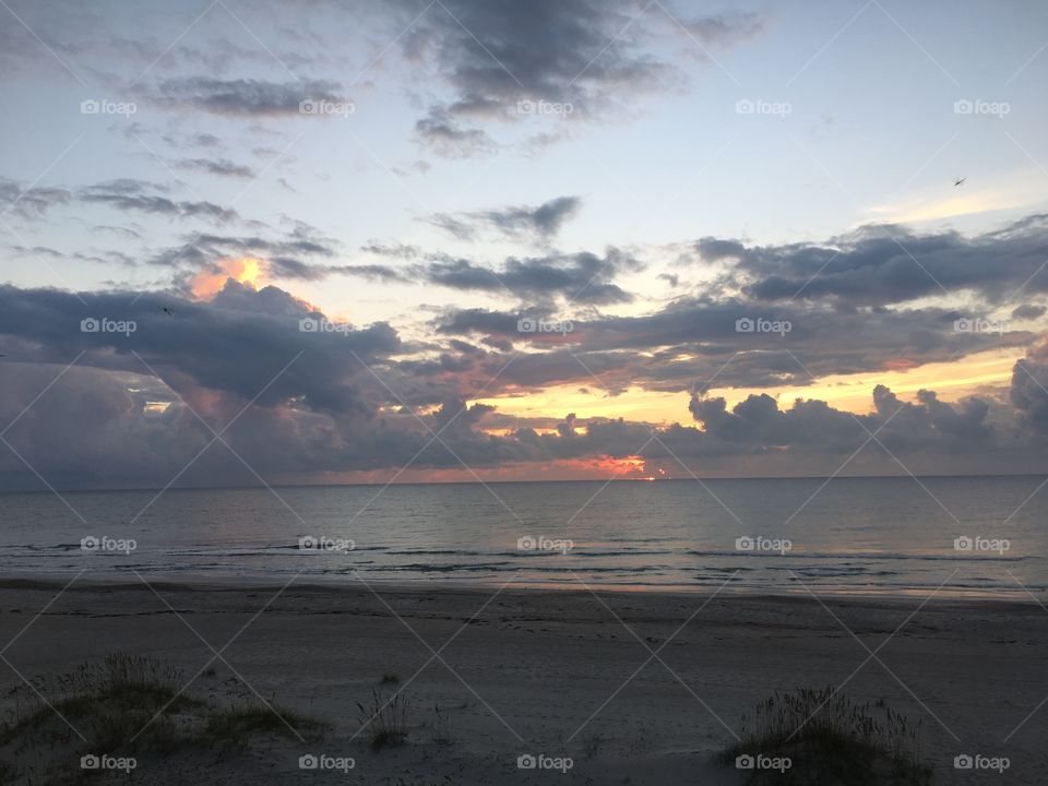 Cloudy sky over ocean