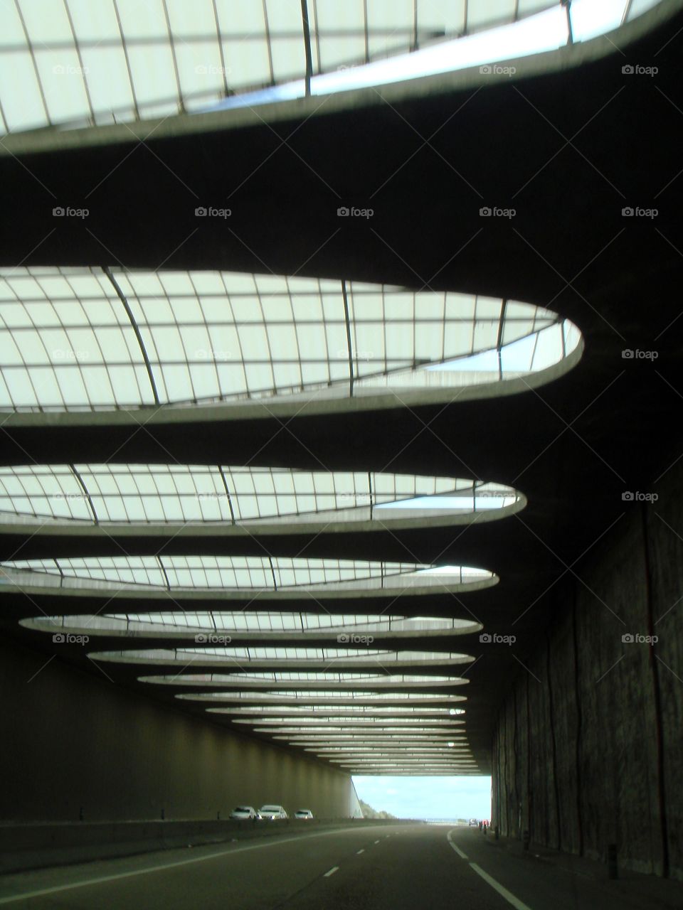 tunnel with skylights in the ceiling