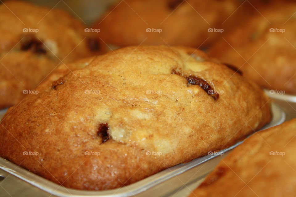 Homemade mini banana bread with chocolate chips