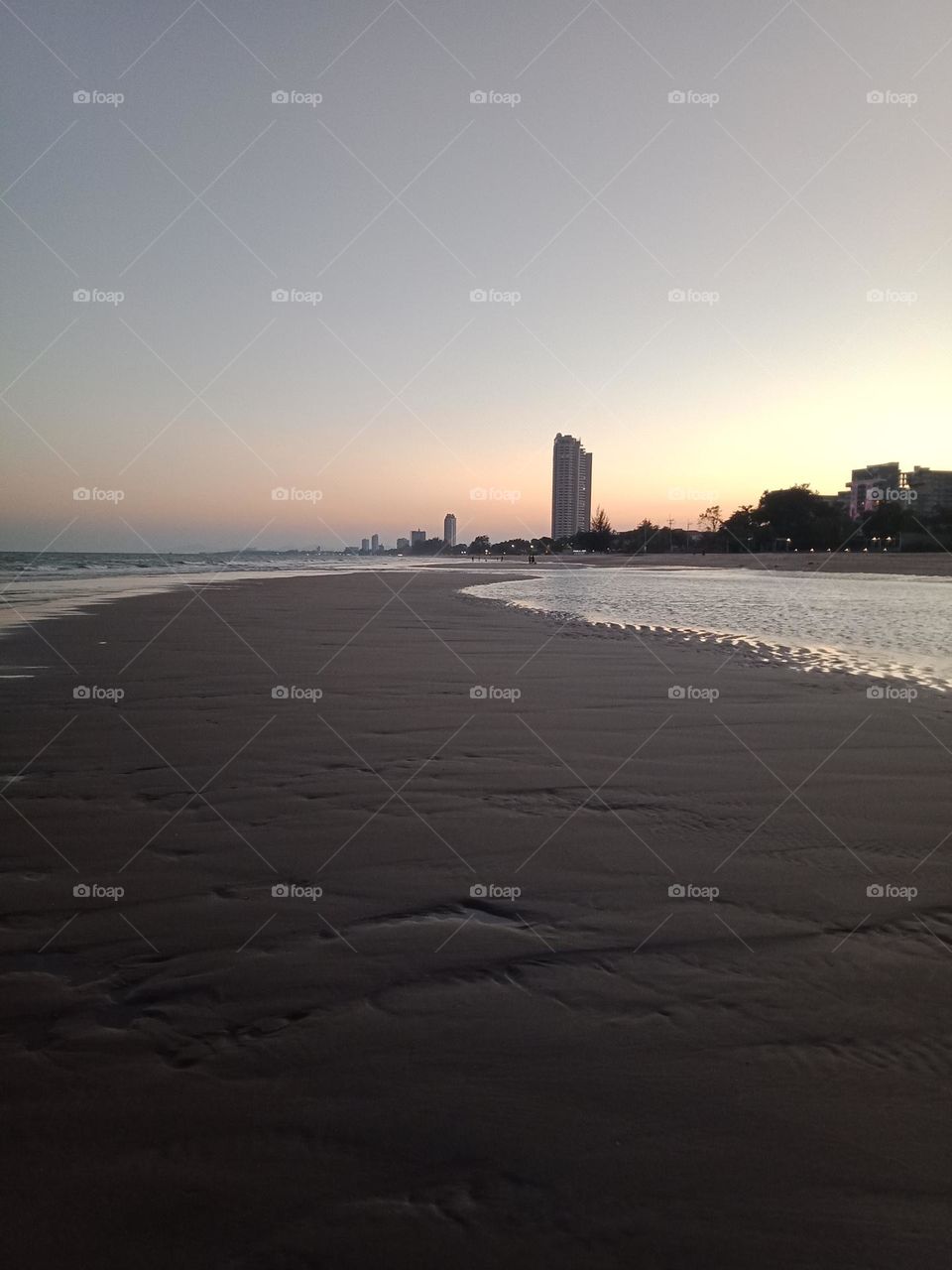 Evening beach at sunset