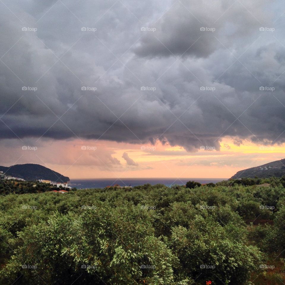 Rain Clouds At Dawn. Rain greeted our rising for our early morning departure of Skopelos. 