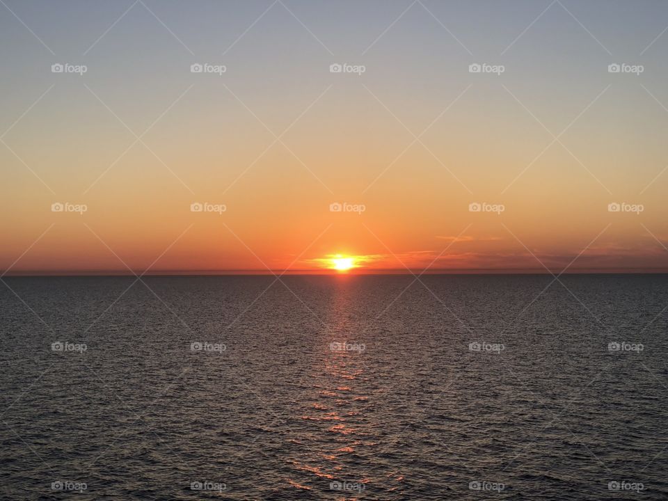 Sunset over Baltic Sea,view from a cruise ship