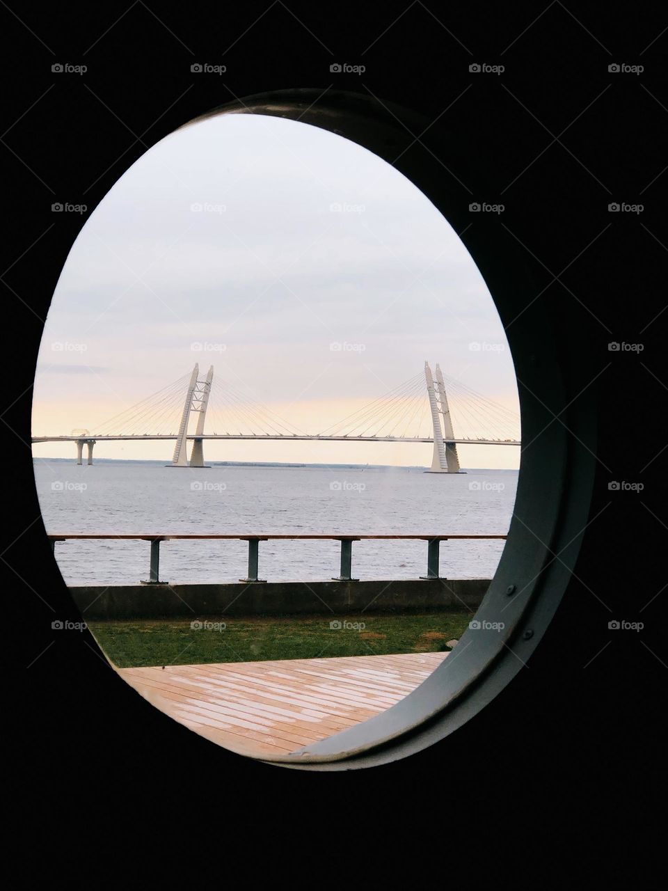Beautiful view in sea port, Petersburg, Russia 
