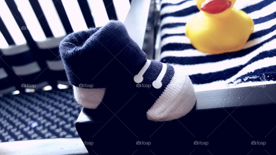 Baby shoe and crib. A beautiful decoration for baby boy...