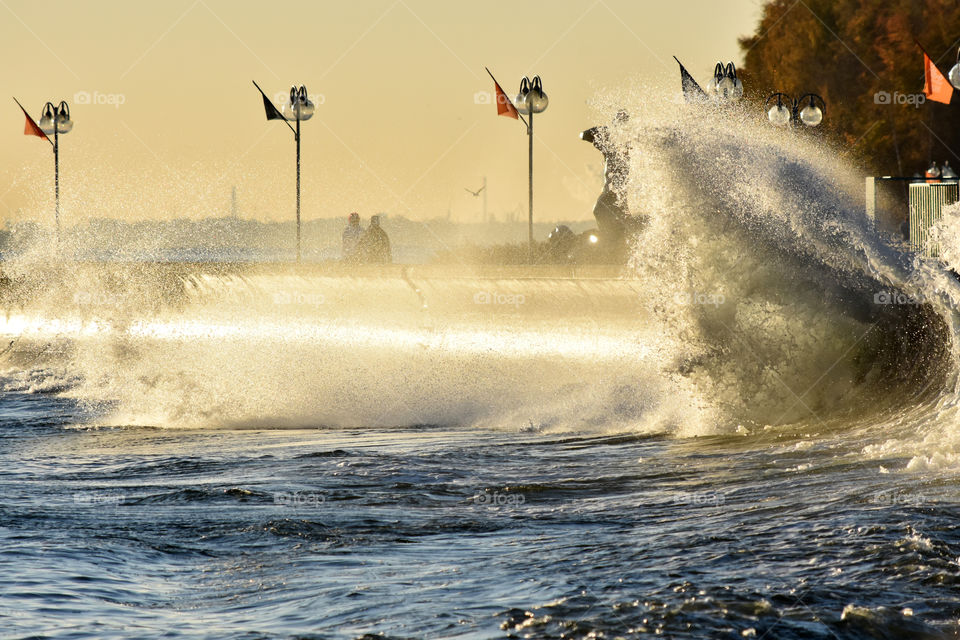 storm on the baltic sea in Gdynia, Poland