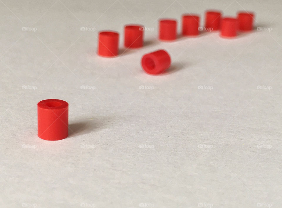 Red chips on white background 