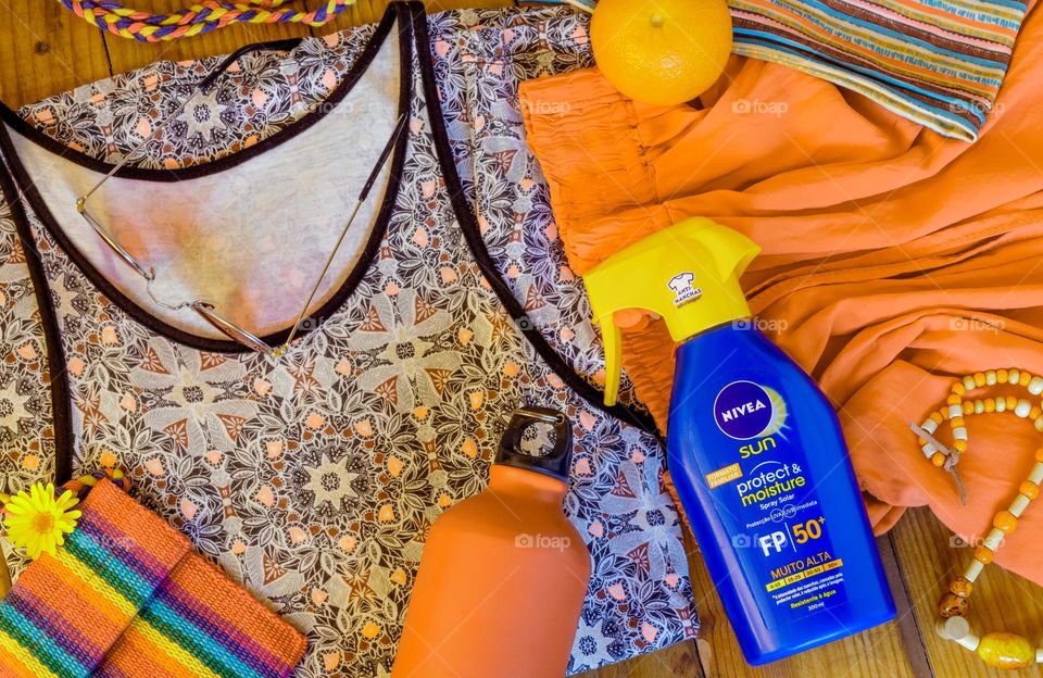 Product flat lay - summertime with Nivea Suncream 