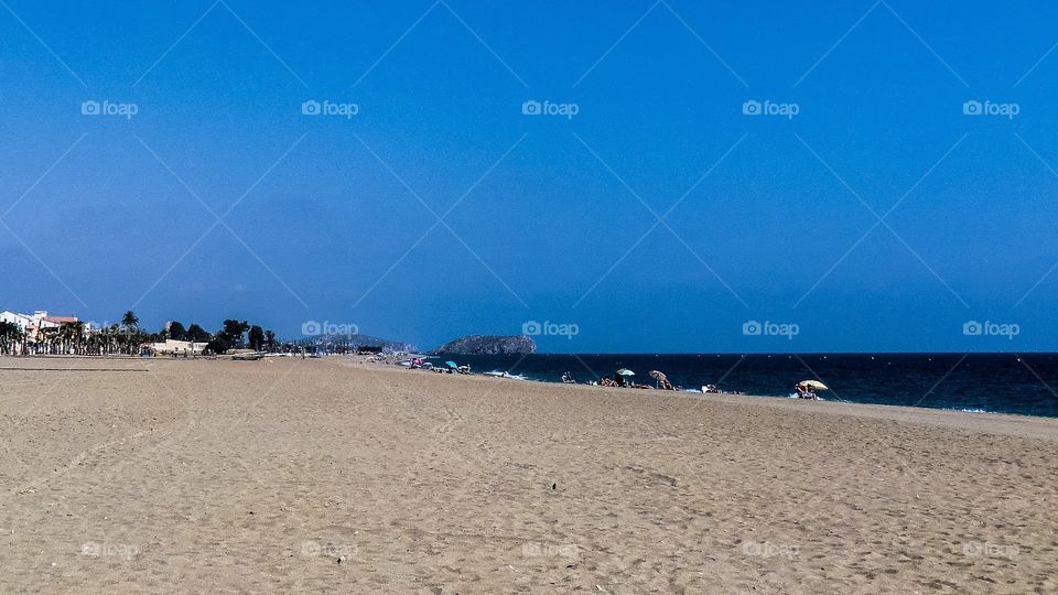 Long sandy beach and ocean in mazarrón 