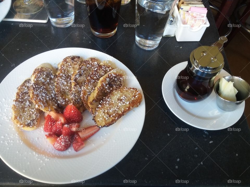 delicious french toast with strawberries