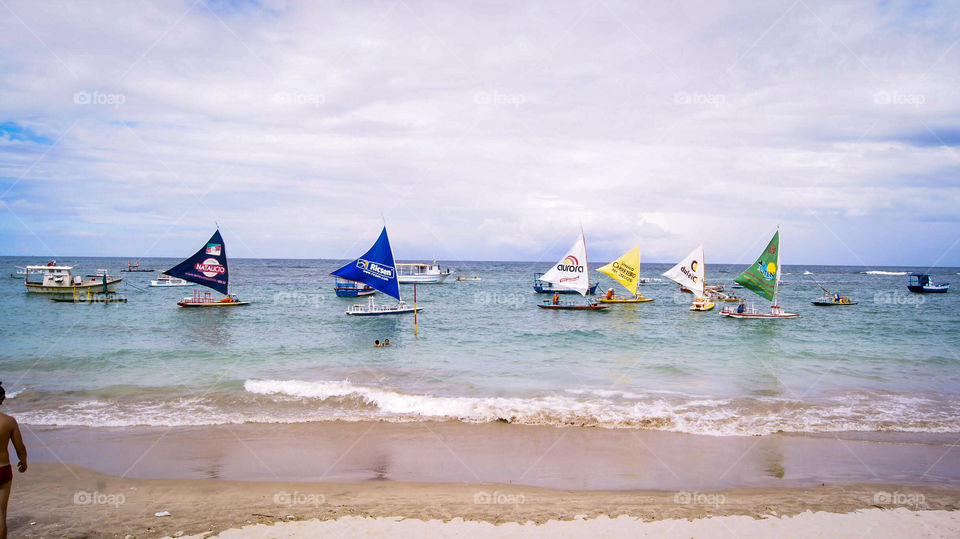 Boats at Brazilian ocean In Recife