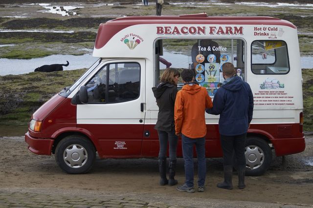 Ice cream at robin hoods bay when the tides out 