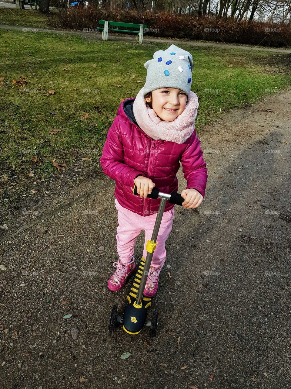 Julia playing in a park