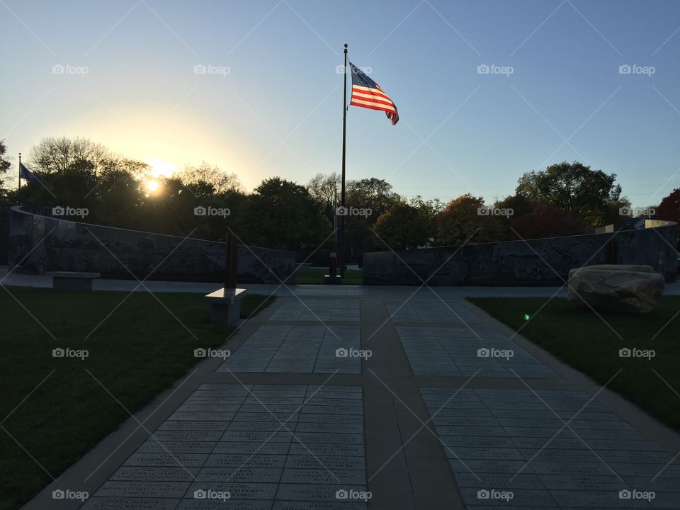 Veteran’s Park - American Flag at Sunset 