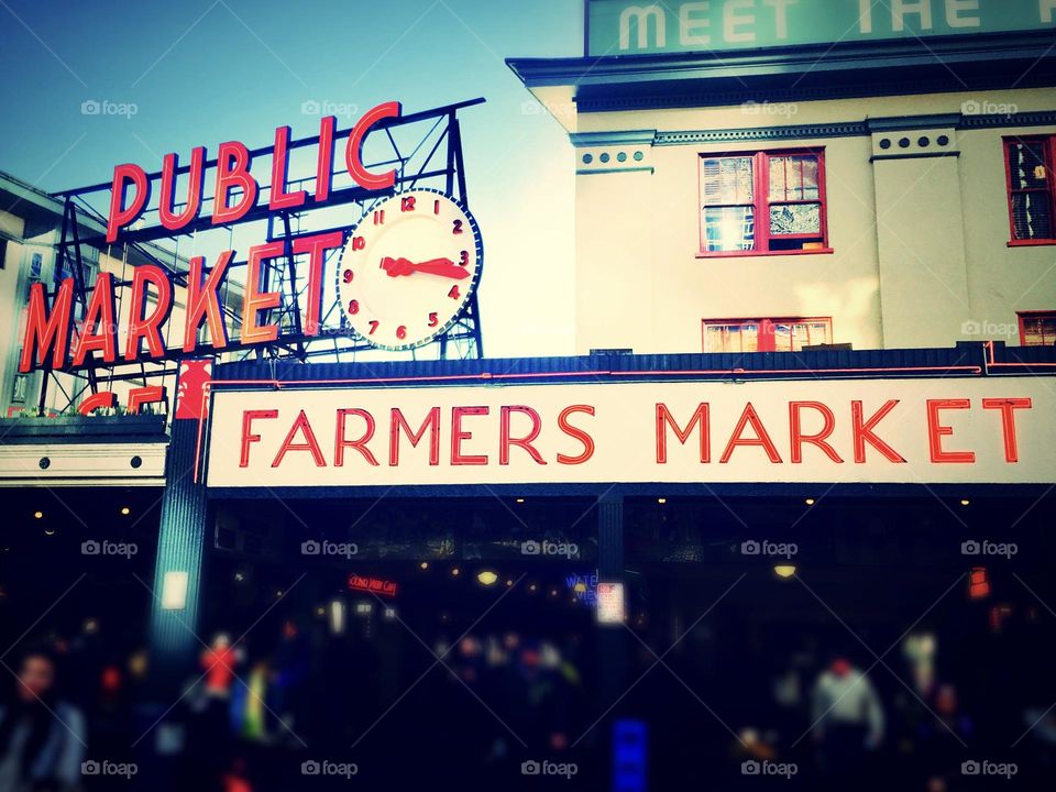 Pike Place Farmers Market is a well known locale and tourist destination in Seattle, Washington 