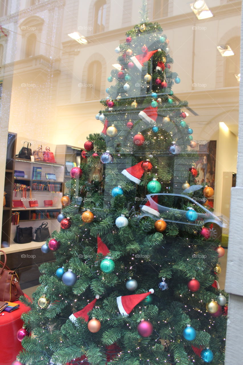 Christmas tree in shop window