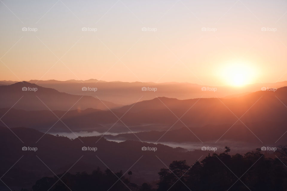 River of cloud in a sea of mountains