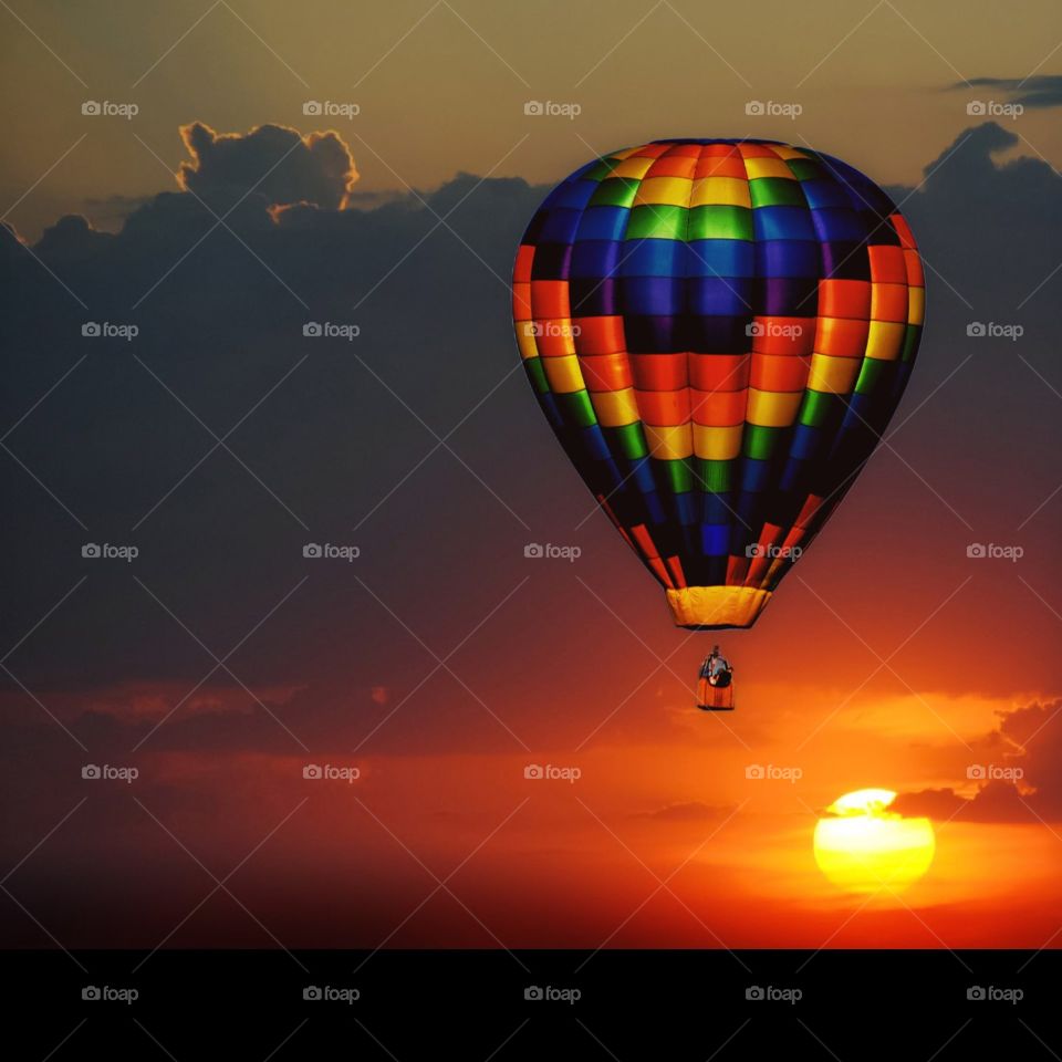 balloon sunset sunrise sky clouds