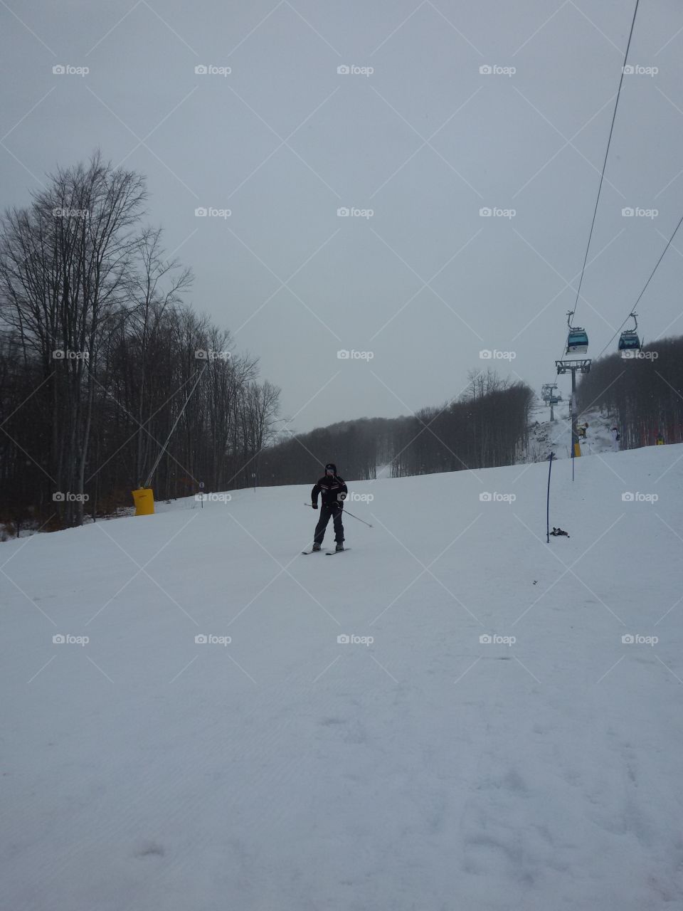 skier on mountain. snow. ice. winter time