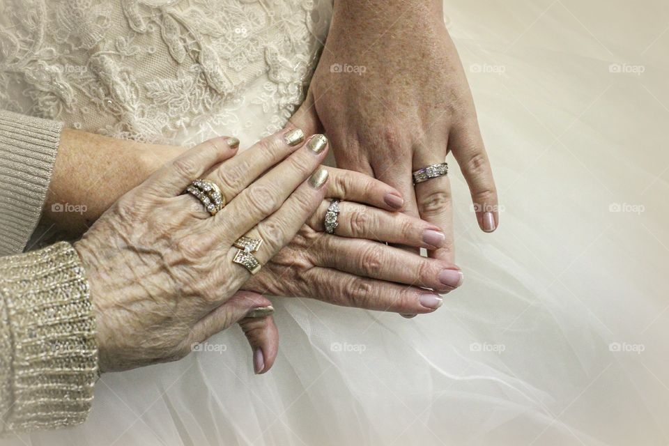 Hands of three generation together