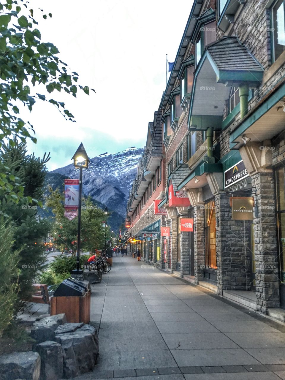 Street view with mountains 