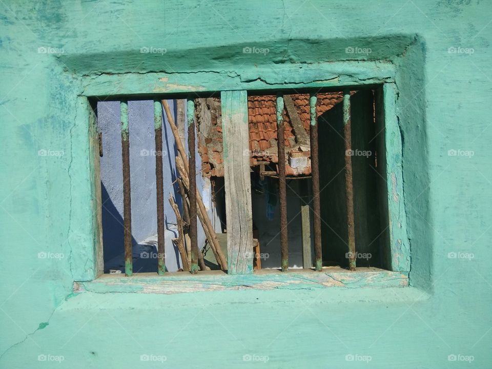 Broken window of a house