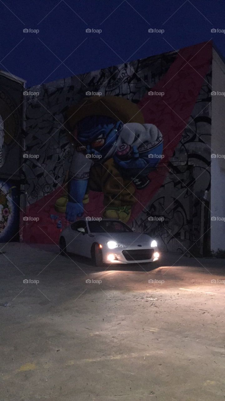 My car at a famous graffiti wall in downtown Houston 
