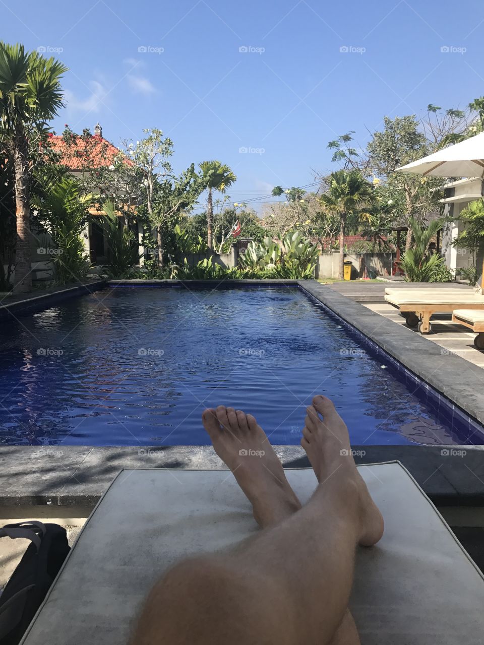 Chilling at the swimming pool in Bali