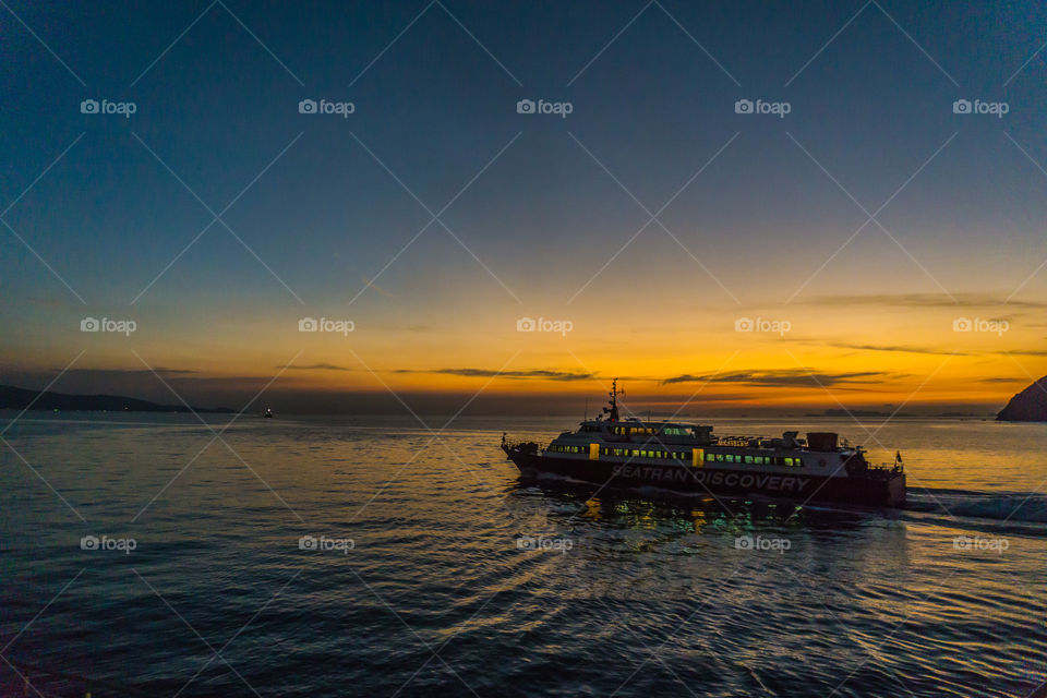 Ship near Donsak on sunset, Thiland