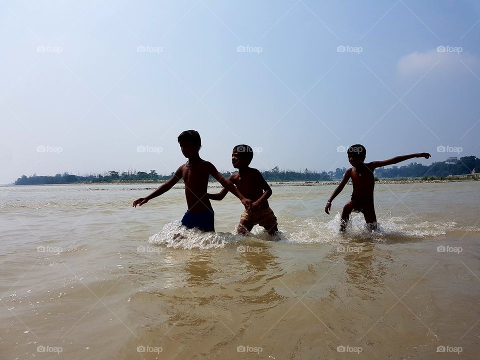 Enjoying the ganga river at rishikesh ,india